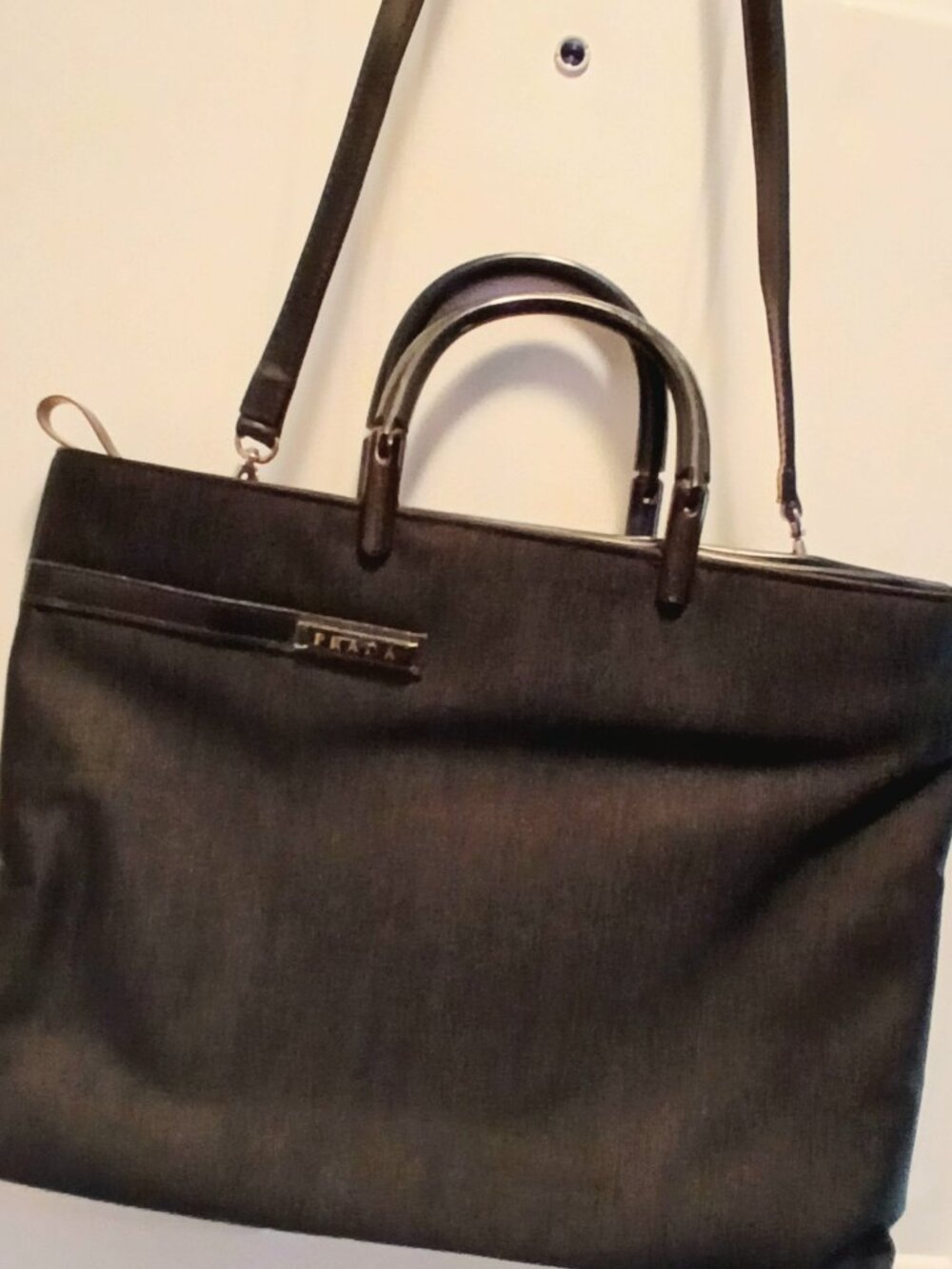 Genuine Leather / Vinyl Prada Top Handle Bag